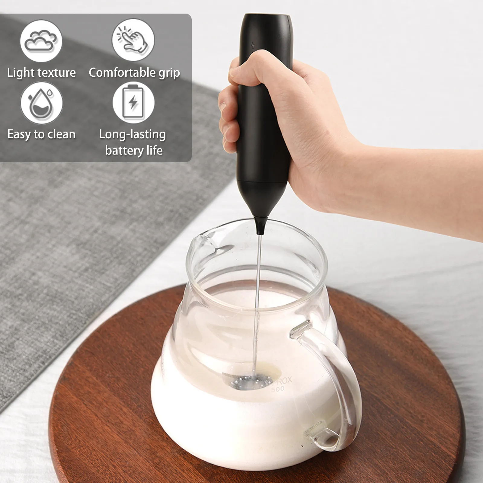 Whisking milk foam with the FrothCo frother